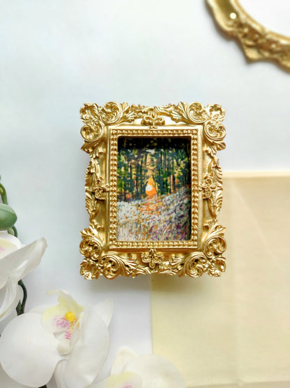 miniature oil painting antique gold vintage landscape 