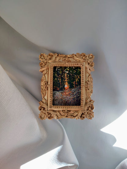miniature oil painting antique gold vintage landscape 