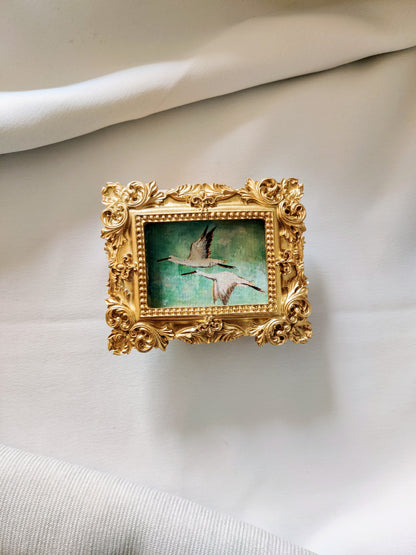 Flying storks at mid day light | Framed Original