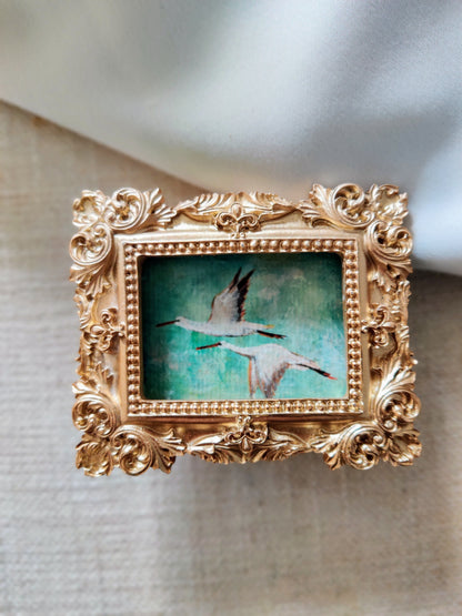 Flying storks at mid day light | Framed Original