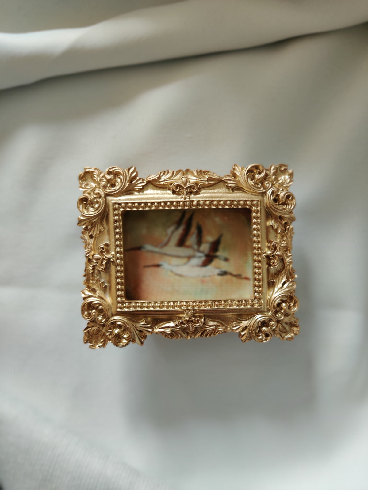 Flying Storks in golden hours | Framed Original