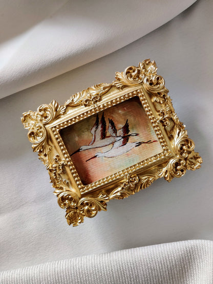 Flying Storks in golden hours | Framed Original