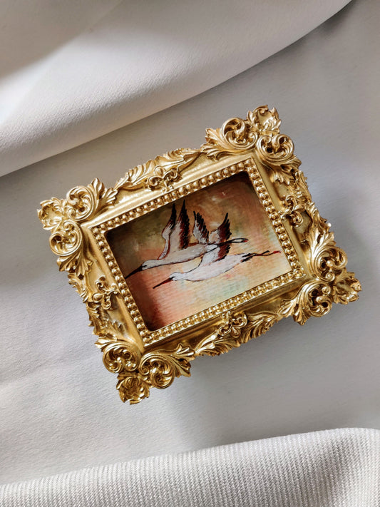 Flying Storks in golden hours | Framed Original