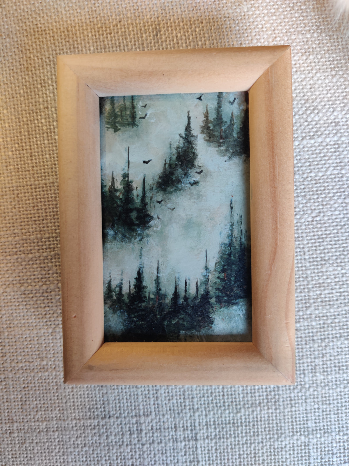 Mystical Forest, Original Painting paired with modern wood frame