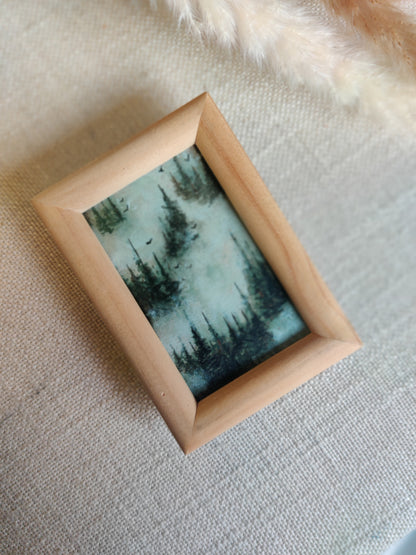Mystical Forest, Original Painting paired with modern wood frame
