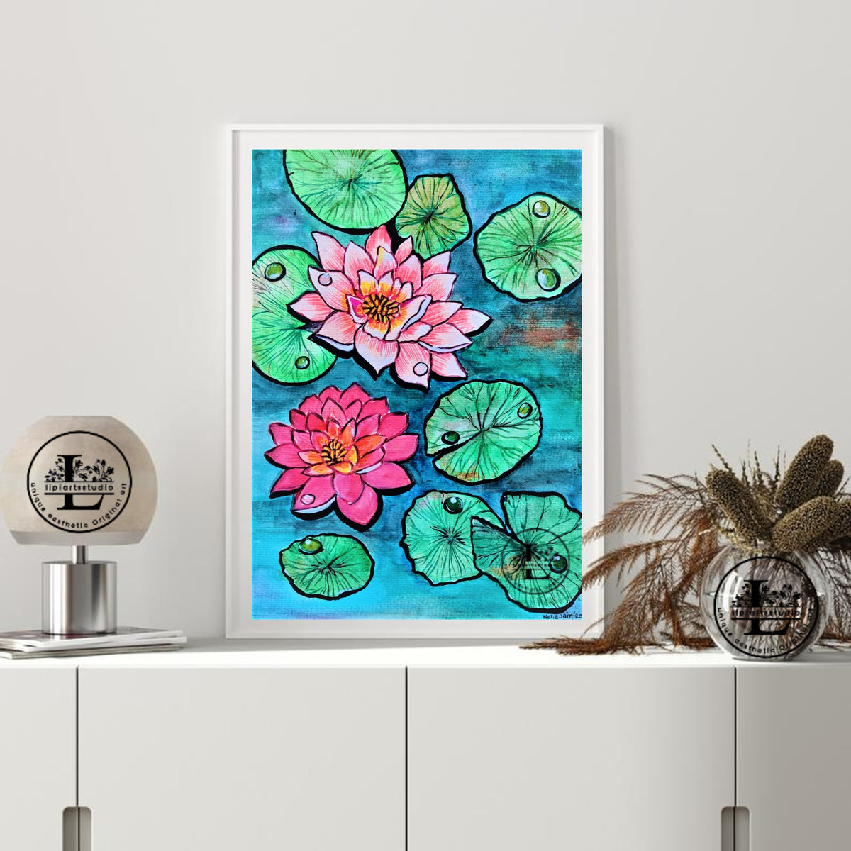 Blooming Lotus Flowers | Original Watercolor Painting | size- A4 | 8x10 inch