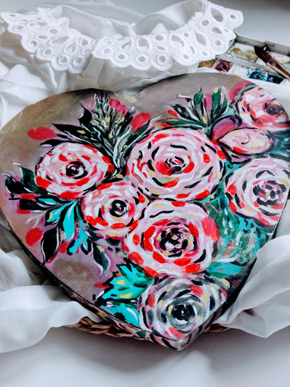 Wild Rose Flower Painting | Spring Home decor | Original acrylic painting on Canvas | ready to hang