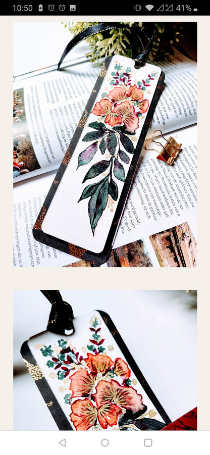 Watercolor Floral painting bookmark