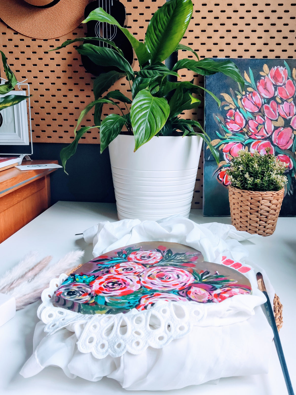 Wild Rose Flower Painting | Spring Home decor | Original acrylic painting on Canvas | ready to hang