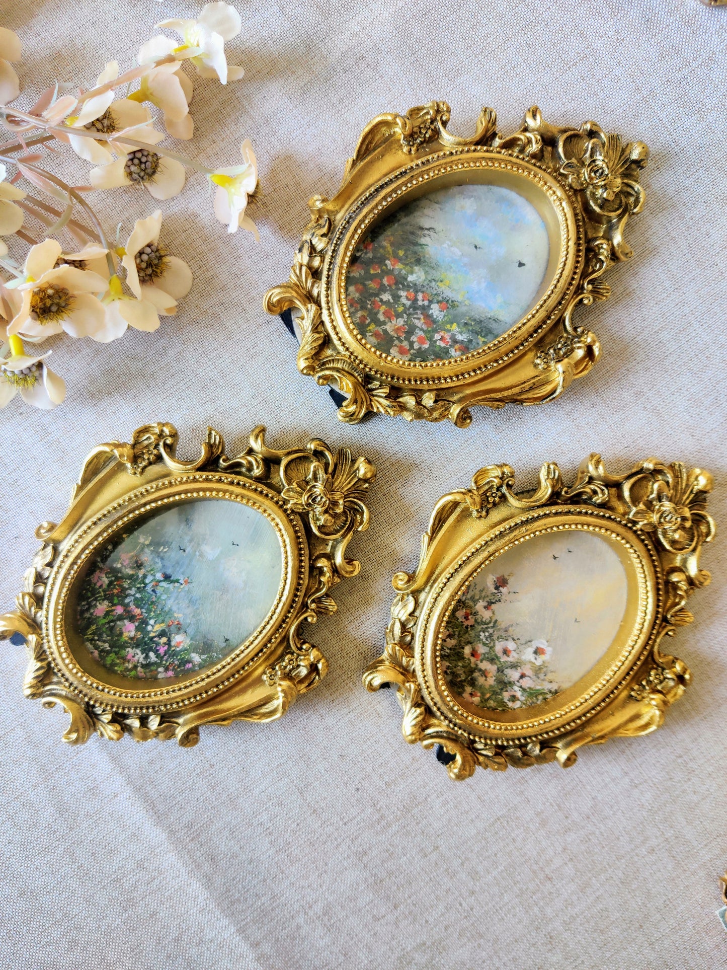 Awakening: Spring Reverie, Set of 3 | Framed original paintings