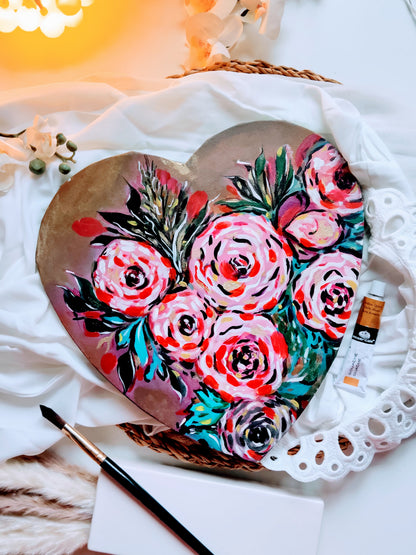 Wild Rose Flower Painting | Spring Home decor | Original acrylic painting on Canvas | ready to hang