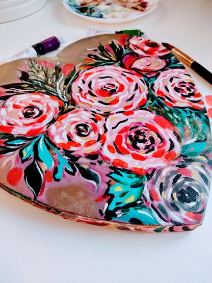 Wild Rose Flower Painting | Spring Home decor | Original acrylic painting on Canvas | ready to hang