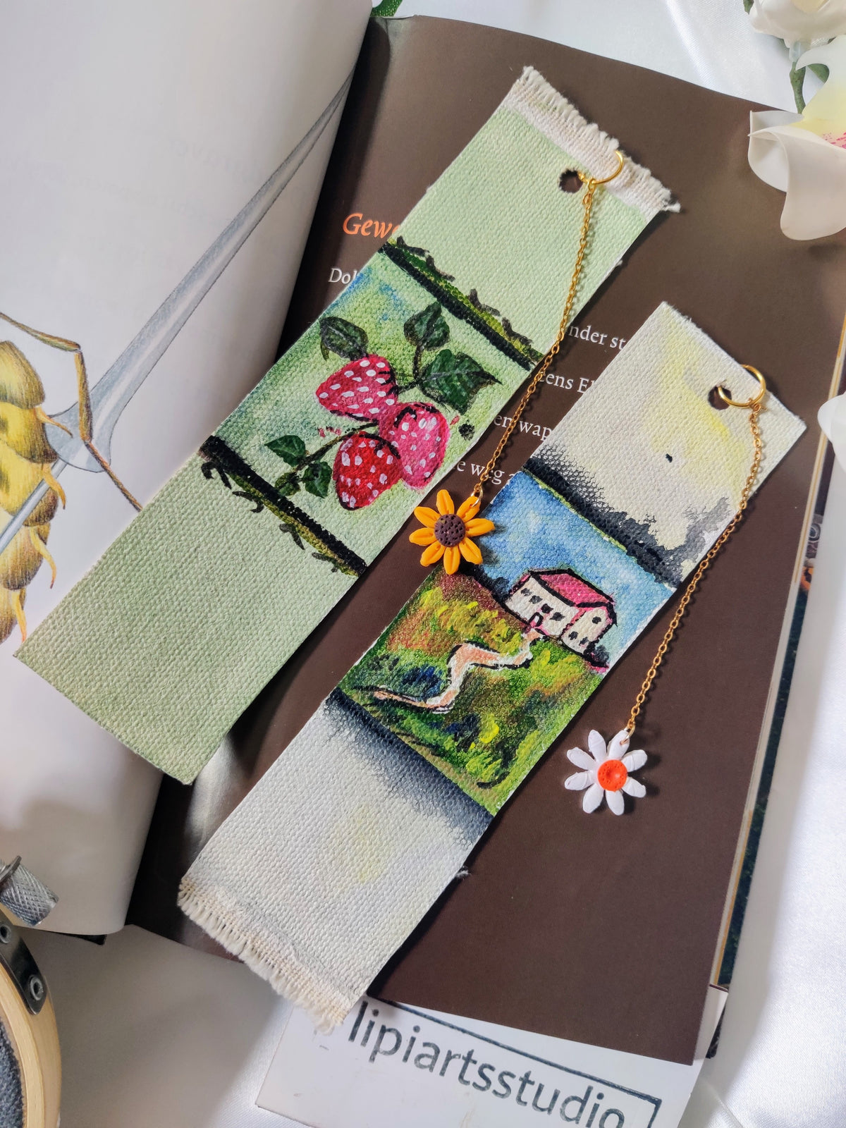 Set of 2 Fine Art Bookmarks | Original Oil Paintings | Unique Heirloom Gift for mom