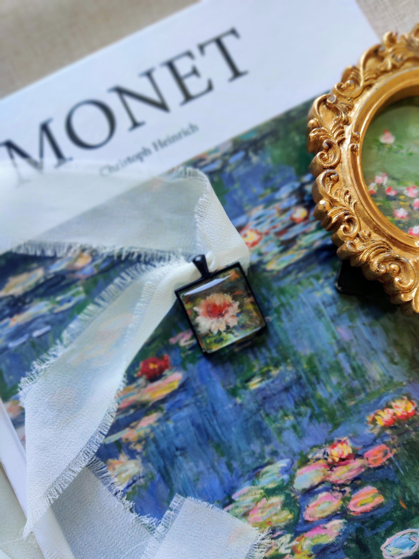 "Moonlit lily" fine art locket necklace