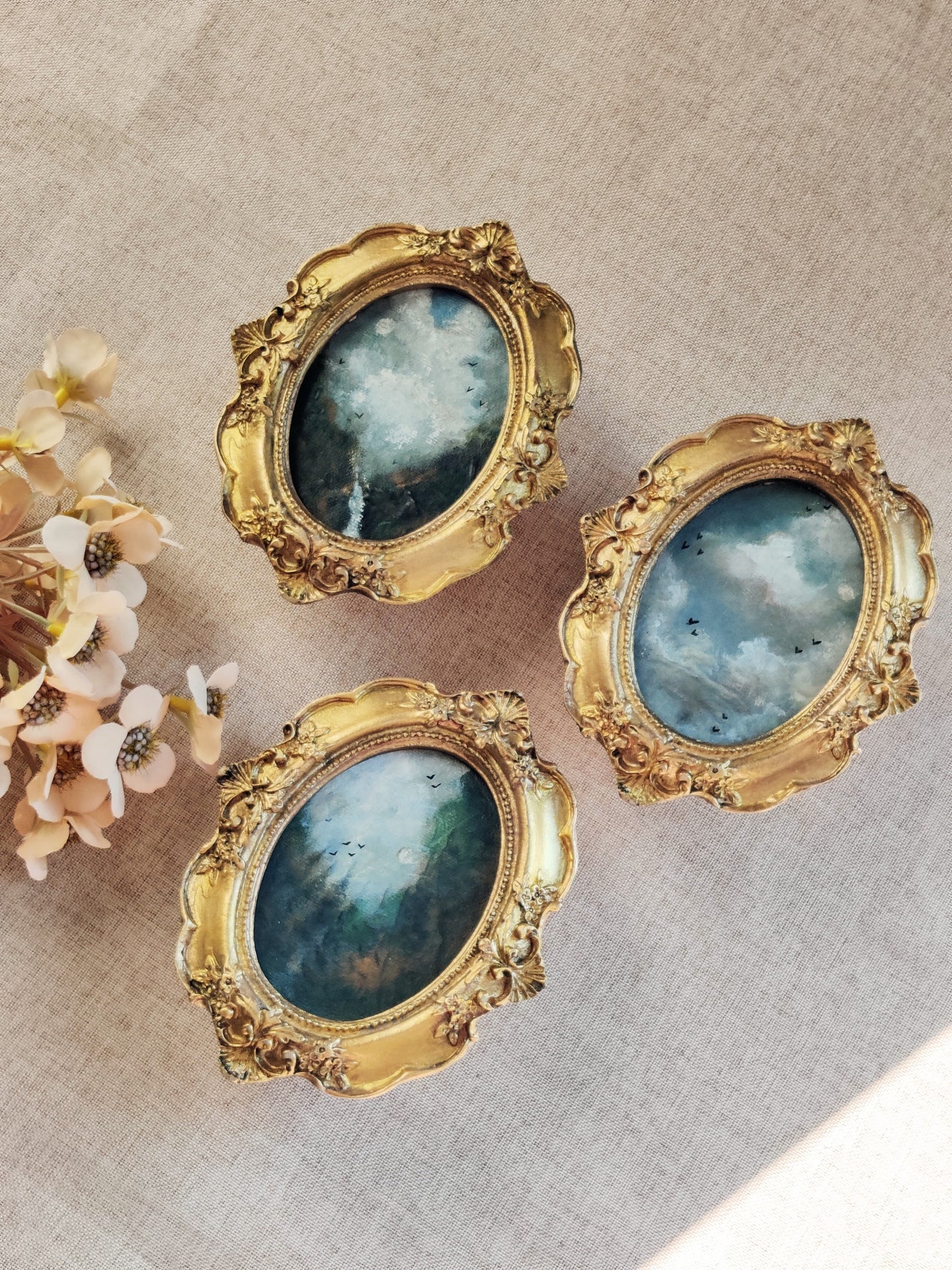 Songs of the sky and earth | set of 3 framed original paintings