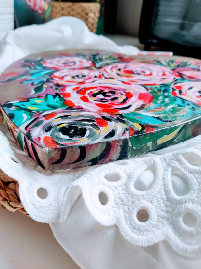 Wild Rose Flower Painting | Spring Home decor | Original acrylic painting on Canvas | ready to hang