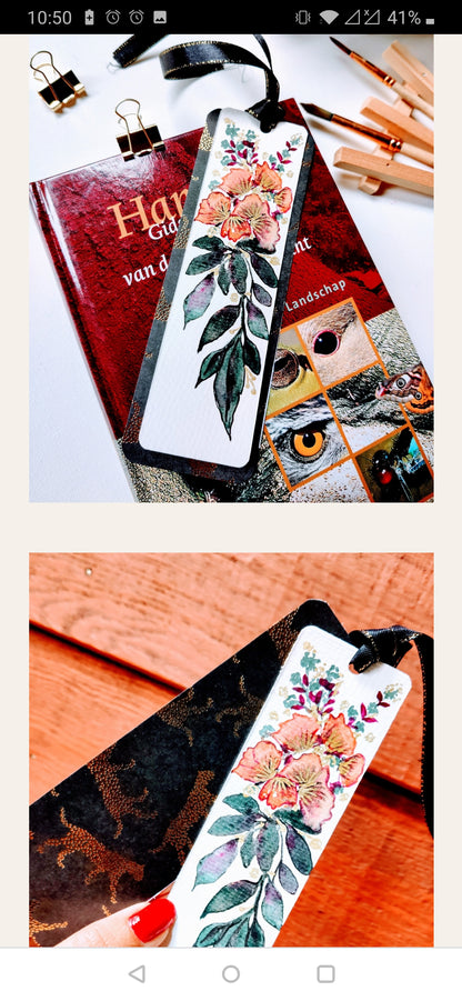 Watercolor Floral painting bookmark