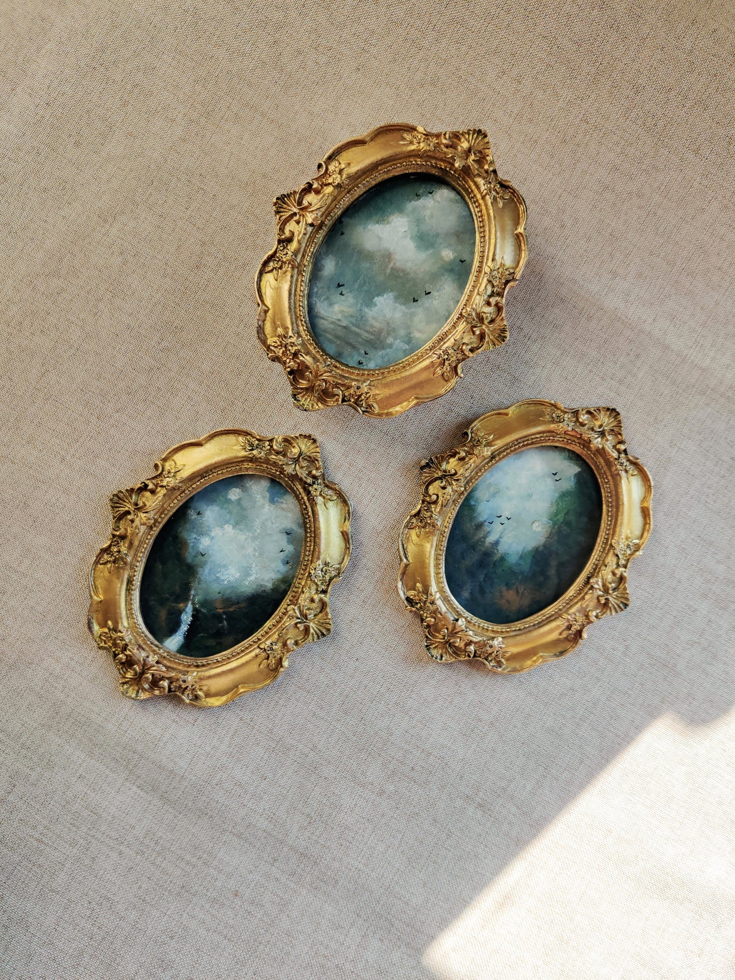 Songs of the sky and earth | set of 3 framed original paintings