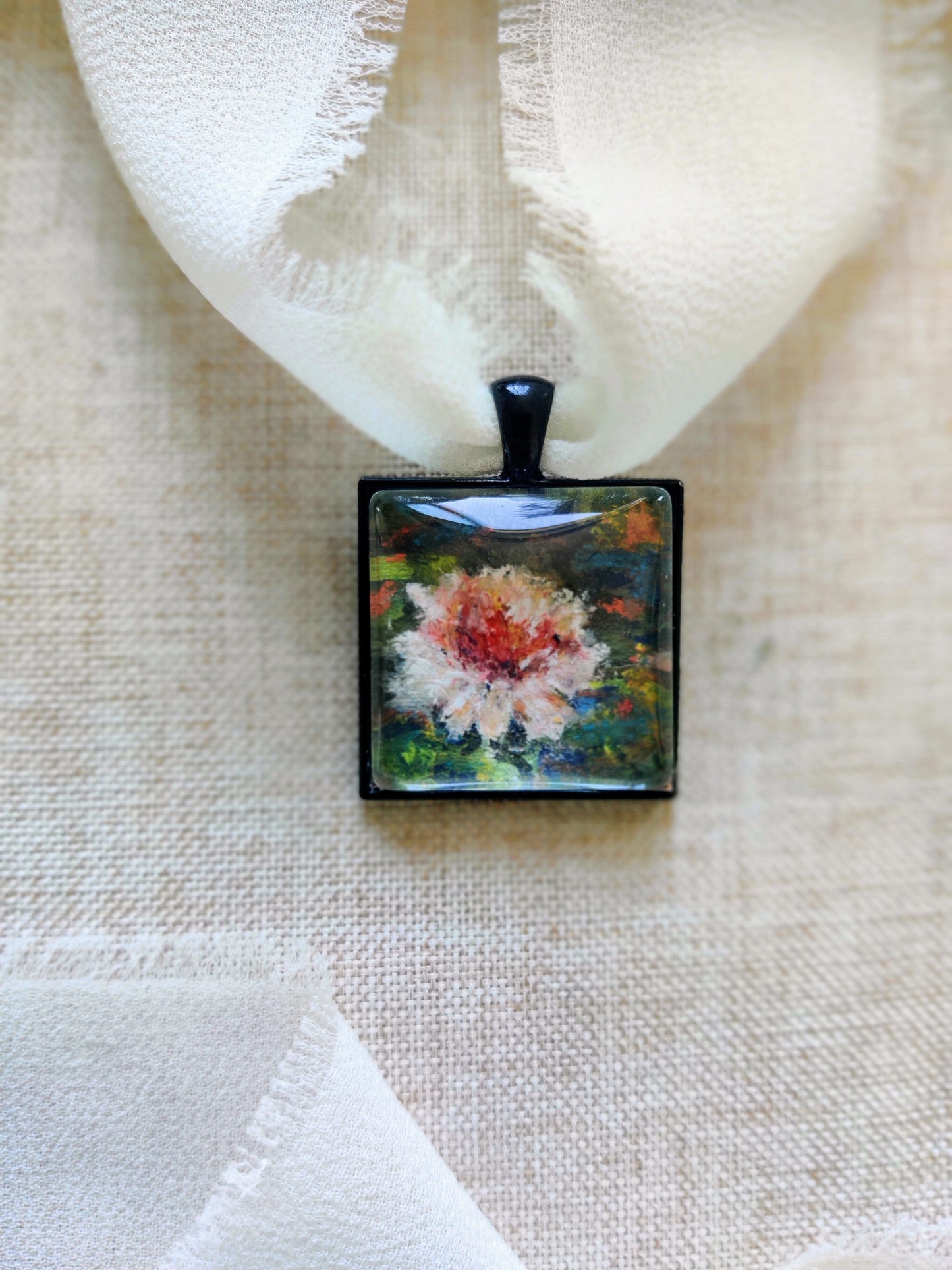 "Moonlit lily" fine art locket necklace