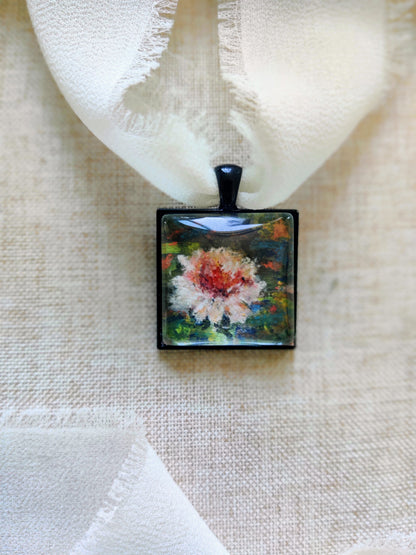 "Moonlit lily" fine art locket necklace