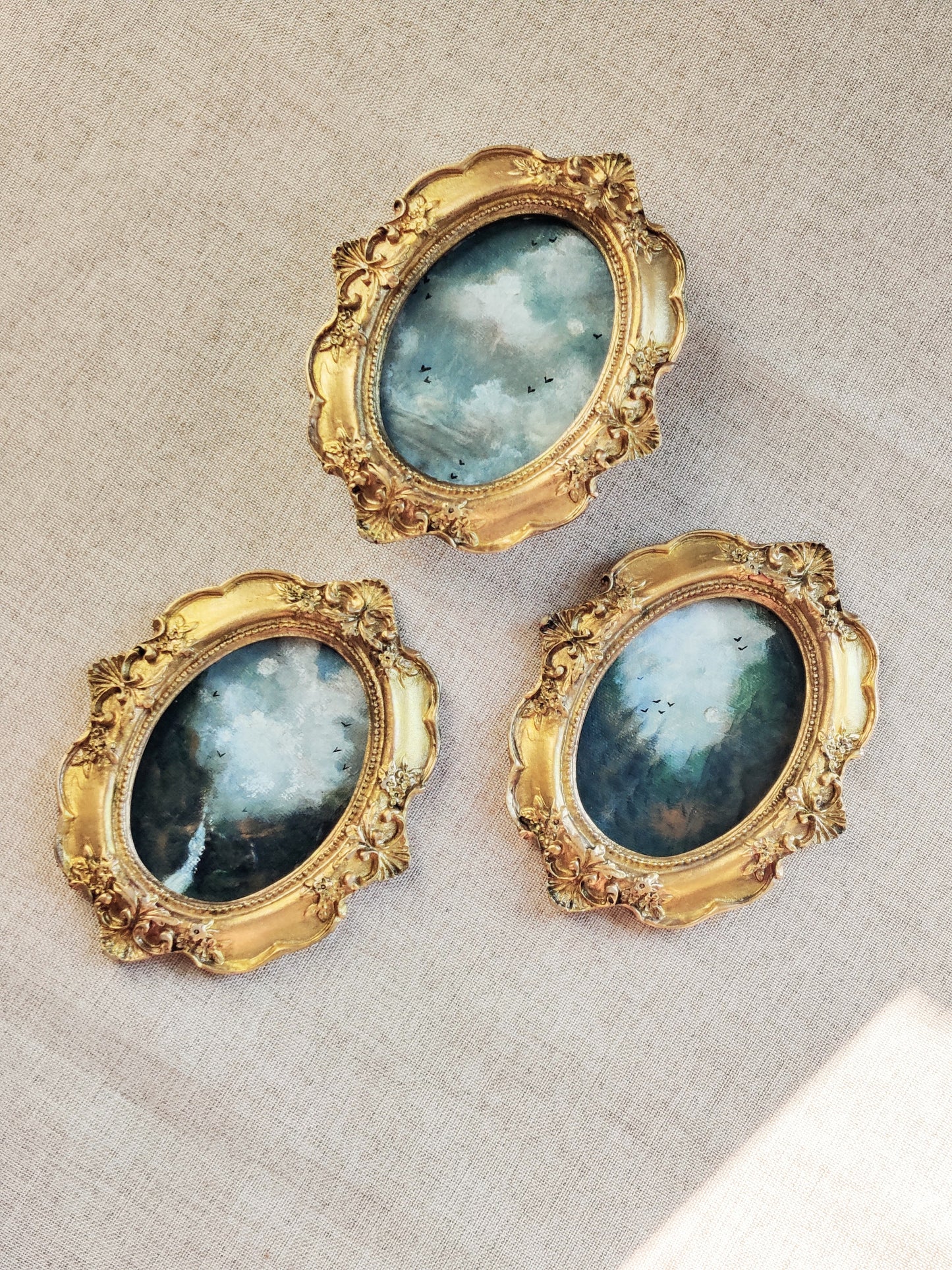 Songs of the sky and earth | set of 3 framed original paintings