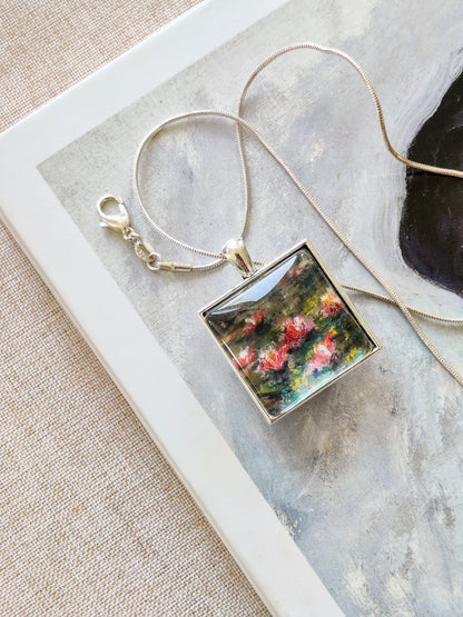 " Nature's Grace: Lily Pond" fine art locket necklace in Sterling Silver 925
