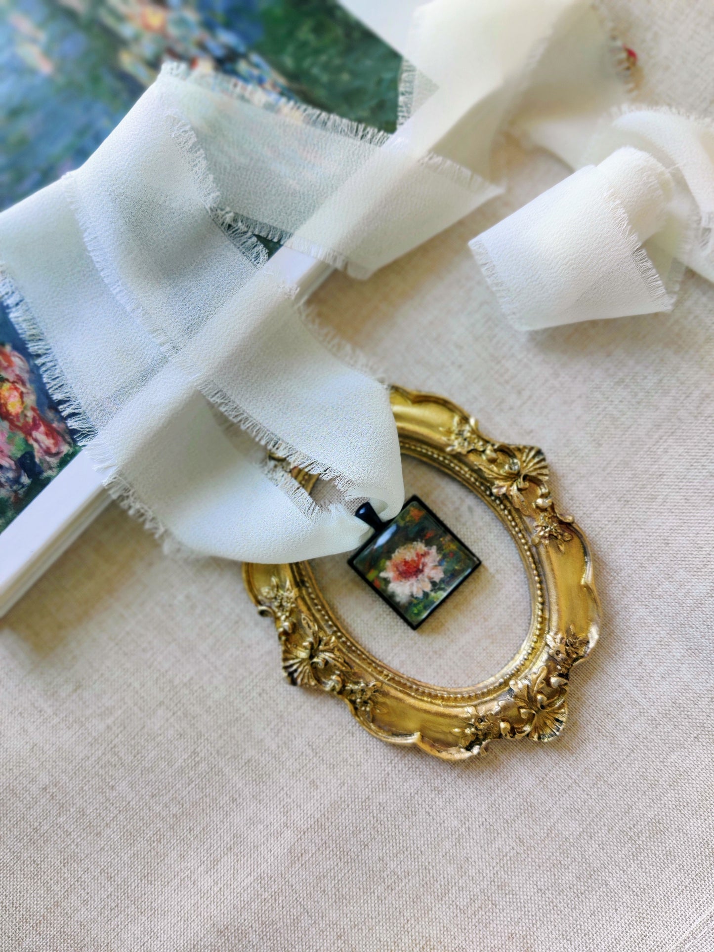 "Moonlit lily" fine art locket necklace