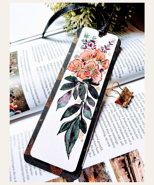 Watercolor Floral painting bookmark