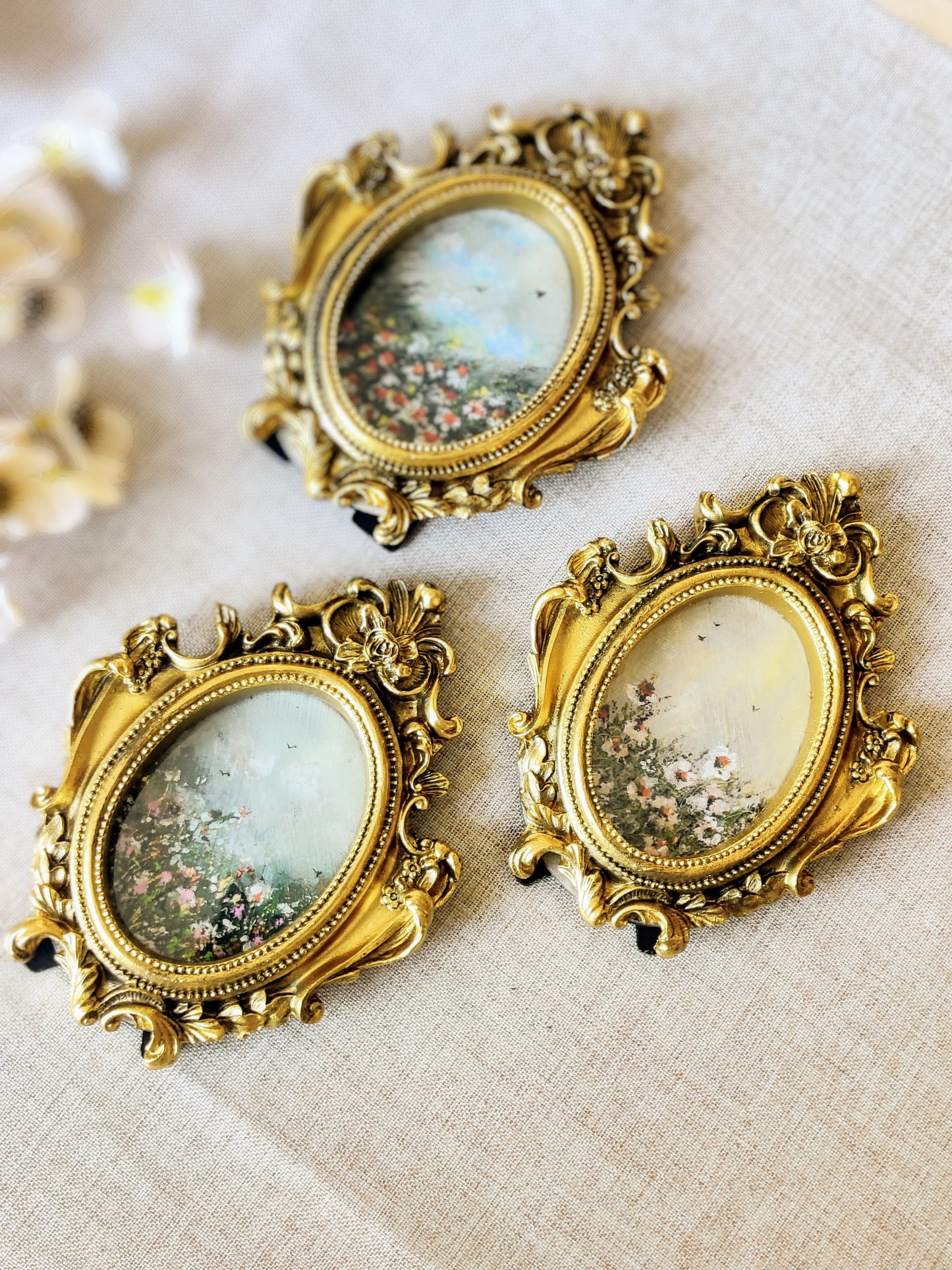 Awakening: Spring Reverie, Set of 3 | Framed original paintings